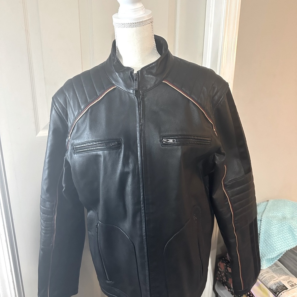 Mens leather biker jacket 100% LEATHER